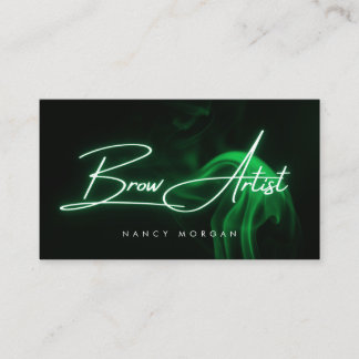 Brow Artist Typography Green Neon Business Card
