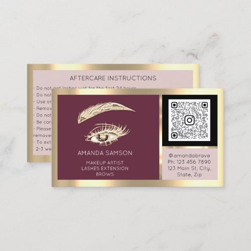 Brow Eyelash Microblade QrCode Aftercare Instructi Business Card