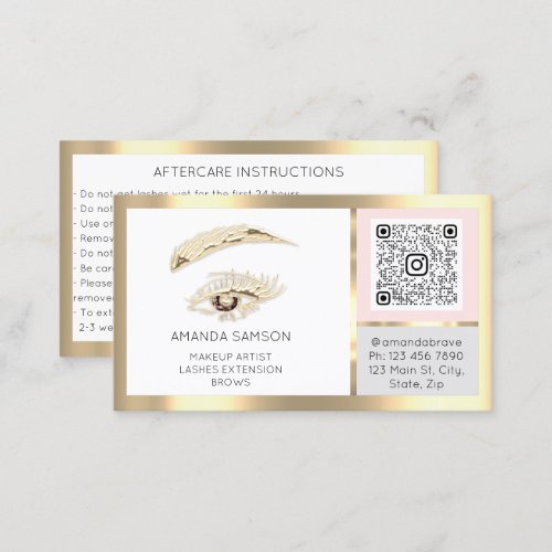 Brow Eyelash Microblade QrCode Aftercare White Business Card