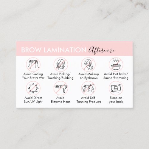 Brow Lamination Aftercare Advice Post Instruction Business Card