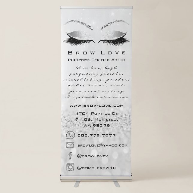 Brow Love Lash Brow Culture Glitter Eyes Gray Retractable Banner (Front)