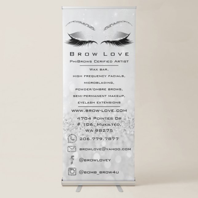Brow Love Lash Brow Culture Glitter Eyes Gray Retractable Banner (Front)