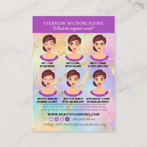 Brow Microblading Aftercare  Appointment Marble Business Card