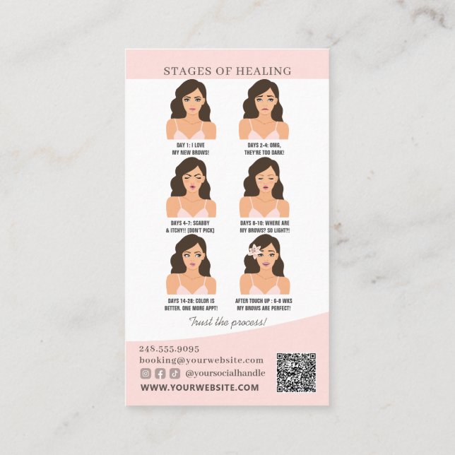 Brow Microblading Aftercare & Appointment Reminder Business Card (Back)
