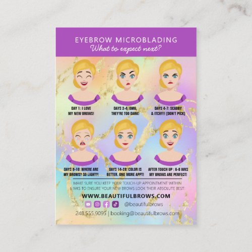 Brow Microblading Aftercare  Appointment Reminder Business Card