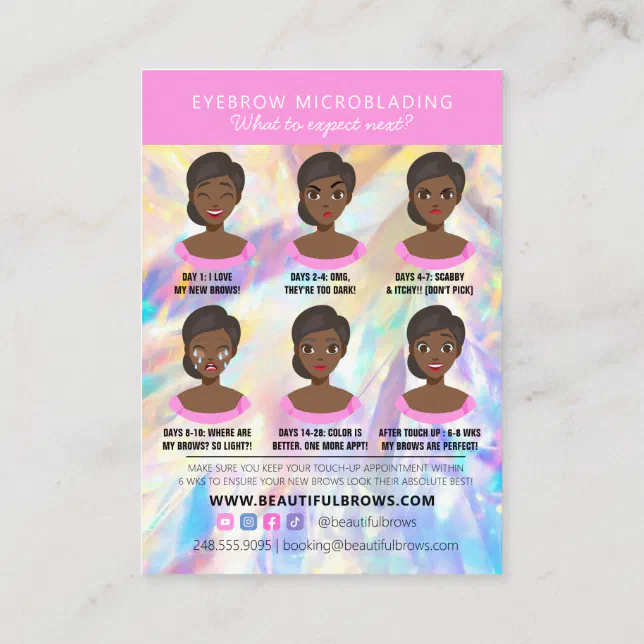 Brow Microblading Aftercare Crystal Holographic Bu Business Card | Zazzle