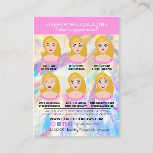 Brow Microblading Aftercare Crystal Holographic Bu Business Card