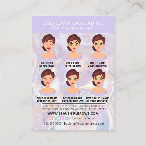 Brow Microblading Aftercare Crystal Holographic Bu Business Card