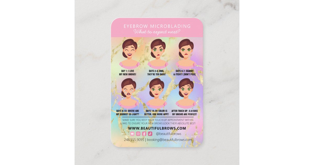 Brow Microblading Instructions Care & Appt Business Card | Zazzle