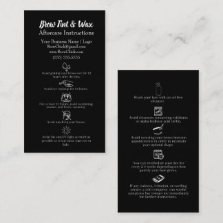 Brow Tint & Wax Aftercare Instructions  Business Card