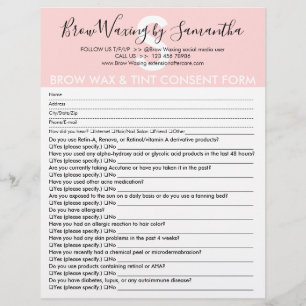 Brow Wax and Tint Customer Consent Waiver Form Flyer
