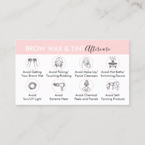 Brow Wax Tint Aftercare Instruction Business Card