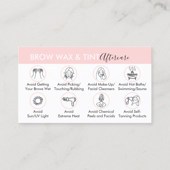 Brow Wax Tint Aftercare Instruction Business Card