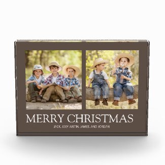 Brown 2 Photo Merry Christmas Holiday