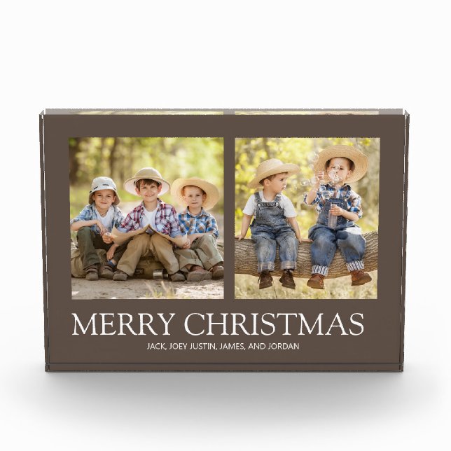 Brown 2 Photo Merry Christmas Holiday (Front)