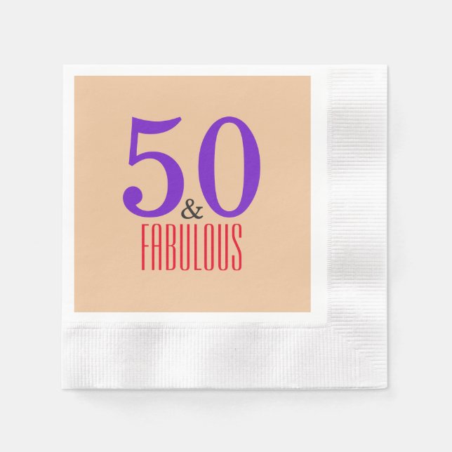 Brown 50 And Fabulous Birthday Napkins (Front)