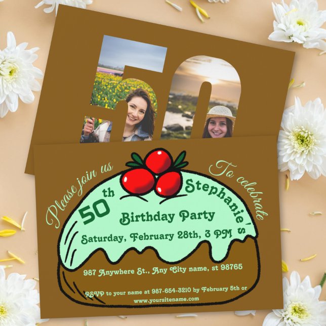 Brown 50th Birthday Party Chocolate Donut Dessert Invitation (Creator Uploaded)