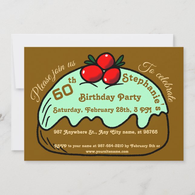 Brown 60th Birthday Party Choco Donut Dessert Invitation (Front)