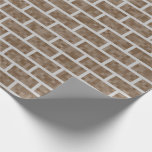 [ Thumbnail: Brown 8-Bit Inspired Brick Wall Pattern Wrapping Paper ]