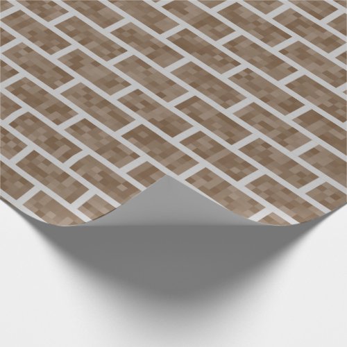 Brown 8_Bit Inspired Brick Wall Pattern Wrapping Paper