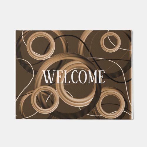 Brown Abstract Art Design Welcome Doormat