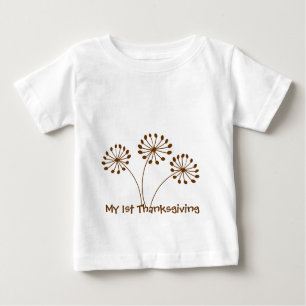 Brown Abstract Dandelion Floral Baby T-Shirt