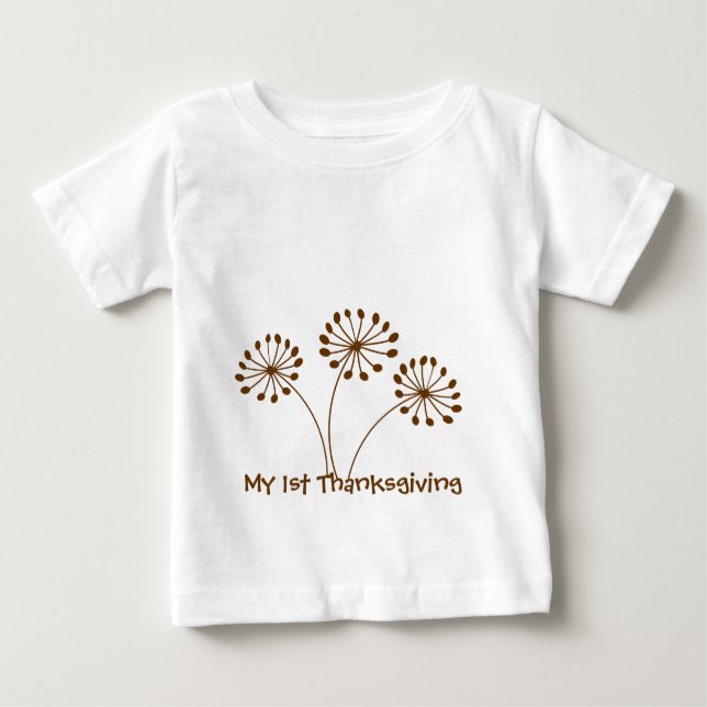 Brown Abstract Dandelion Floral Baby T-Shirt (Front)