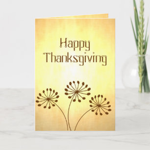 Brown Abstract Dandelion Floral Holiday Card