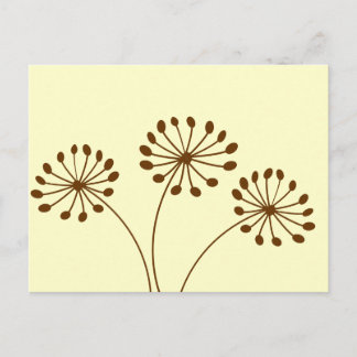 Brown Abstract Dandelion Floral Postcard