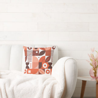 Brown Abstract geometric art pattern Throw Pillow