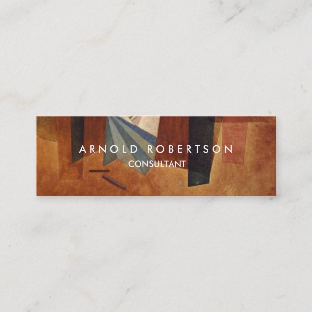 Brown Abstract Kandinsky Professional Mini Business Card (Front)