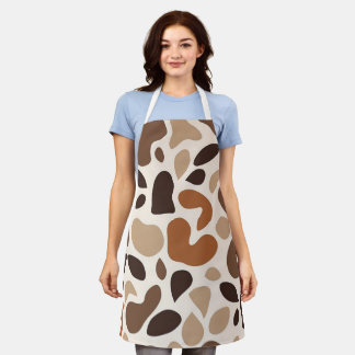 Brown Abstract Organic Shapes Print All-Over Print Apron