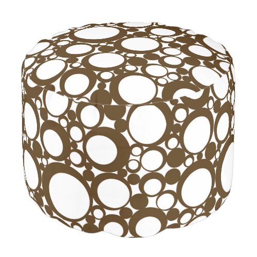Brown Abstract Polka Dot Geometric Modern Art Pouf