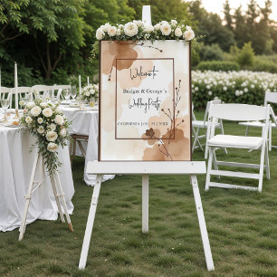brown abstract Watercolor Florals wedding welcome Foam Board