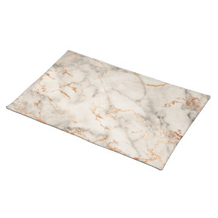 Brown Accents and White Abstract Pattern Cloth Placemat