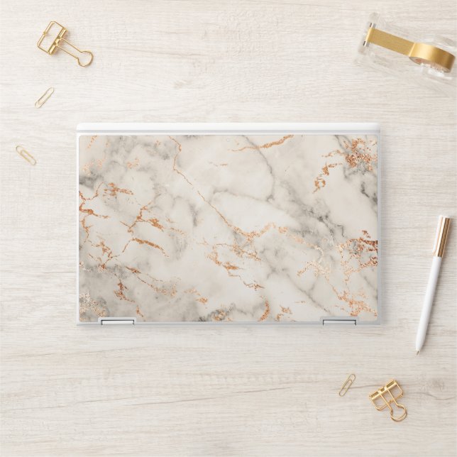 Brown Accents and White Abstract Pattern HP Laptop Skin (Desk)