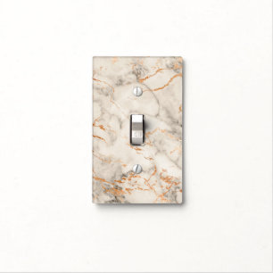 Brown Accents and White Abstract Pattern Light Switch Cover