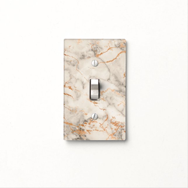 Brown Accents and White Abstract Pattern Light Switch Cover (In Situ)