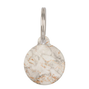 Brown Accents and White Abstract Pattern Pet ID Tag