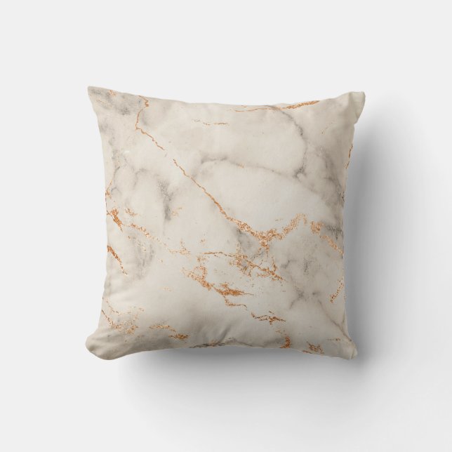 Brown Accents and White Abstract Pattern Throw Pillow (Front)