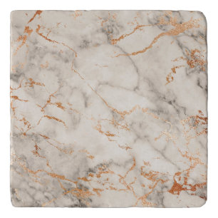 Brown Accents and White Abstract Pattern Trivet