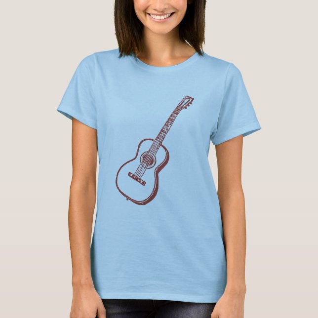 Brown Acoustic Classical Guitar T-Shirt (Front)