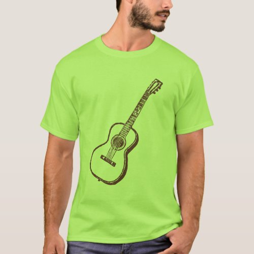 Brown Acoustic Classical Guitar T_Shirt