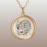 Brown add initial floral gold plated necklace<br><div class="desc">Adorn yourself with this charming Zazzle necklace, featuring a delicate floral design. Personalize it with your initial in brown to make it uniquely yours! Perfect for any occasion, this necklace adds a touch of elegance and a pop of color to your outfit. It’s a beautiful way to celebrate your individuality...</div>