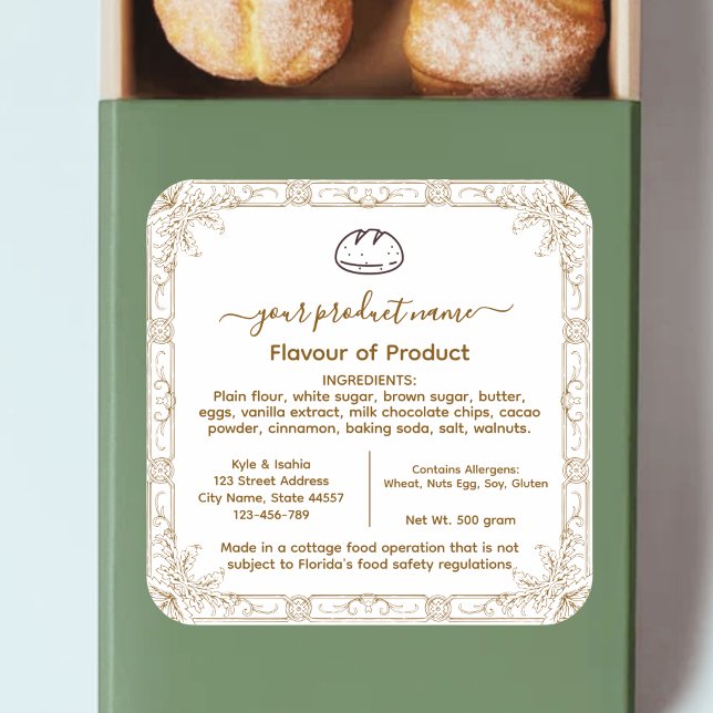 Brown Add Your Logo FLORIDA Cottage Food Law Label (Creator Uploaded)