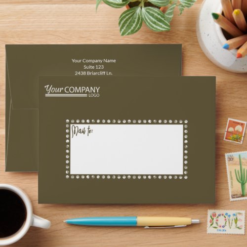Brown Addressed Logo 5x7 Company Holiday Card Envelope