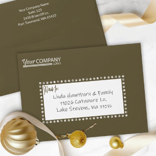 Brown Addressed, Logo 5x7 Company Holiday Card Envelope