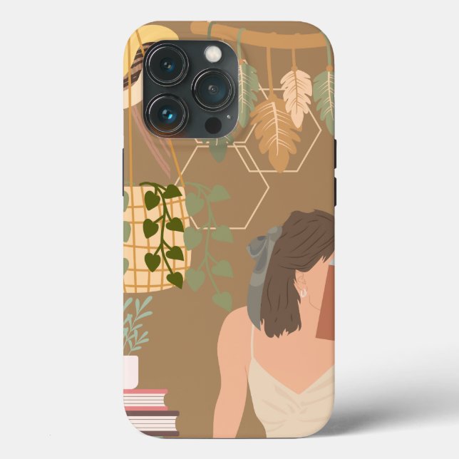 Brown Aesthetic Woman Reading Book Case-Mate iPhone Case (Back)