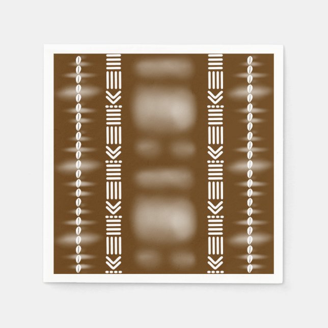 Brown African Designer Paper Napkins (Front)