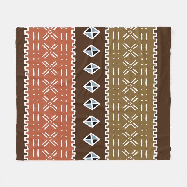 Brown African Pattern Fleece Blanket, 50"x60" (Front (Horizontal))